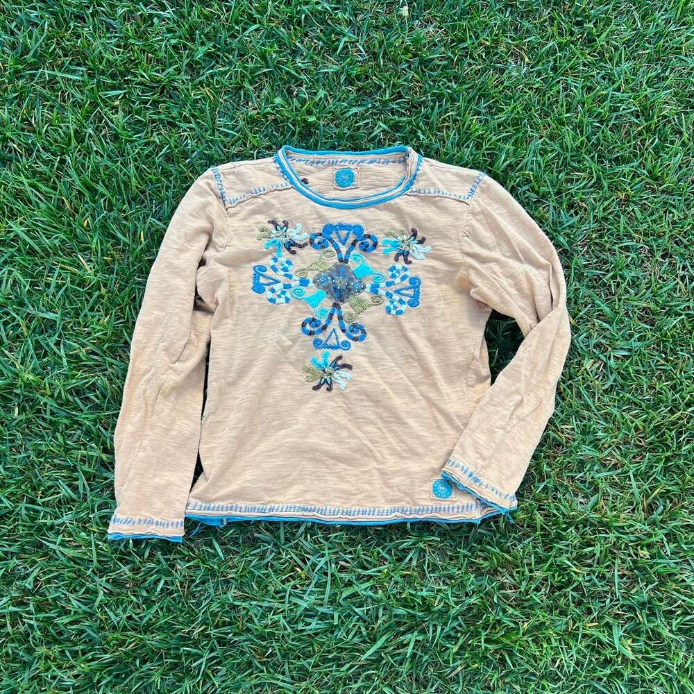 Double ranch y2k long sleeve tee boho indie womens size M